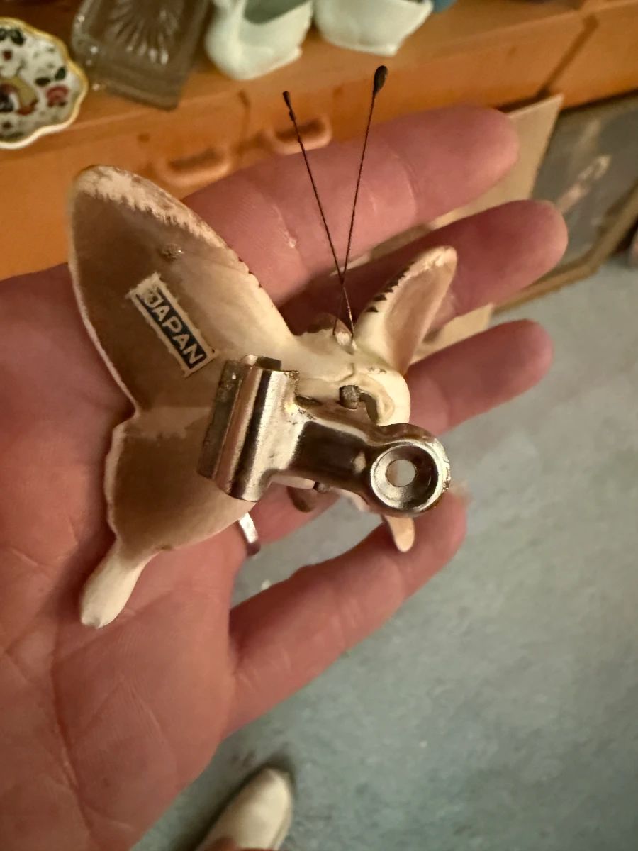 porcelain clip-on butterfly Japan mid-20th century.