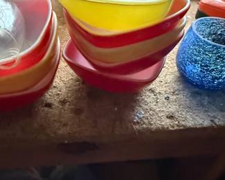 vintage Pyrex square hostess bowls