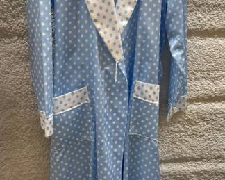 vintage light blue polka dot pattern robe