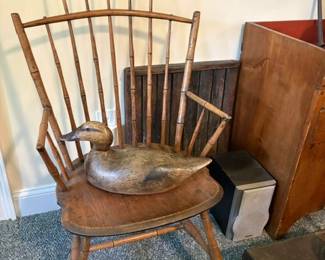 Signed Evans Decoy and Windsor Armchair