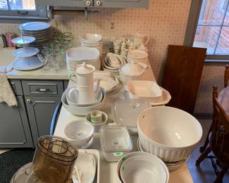 Corning French White; Pfaltzgraff; white ironstone