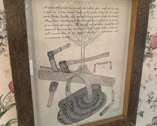 split white oak basket description in barn wood frame