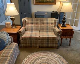 rag rug; plaid furniture