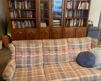 plaid sofa; 3 piece bookcase -each piece priced individually