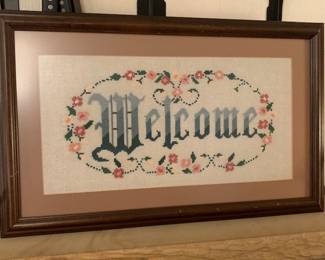 needle work Welcome wall hanging