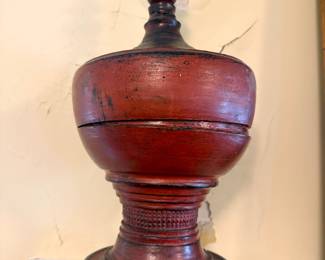 Burmese Lacquered Offering Elm Bowl