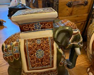 Ceramic Hollywood Regency Elephant Plant Stand