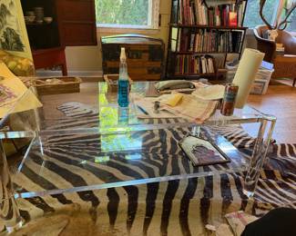 Large Lucite 1" Thick Top Coffee Table