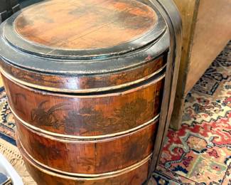 Chinese T iered Wood Storage Barrell