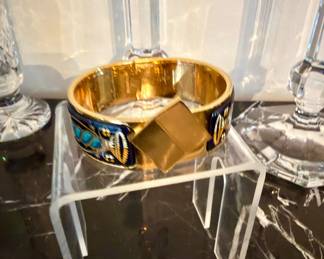 Hermes cloisonné Enamel Hinged Bracelet
