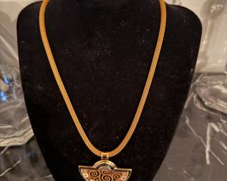 M Freywillie Gold Tone Half Moon Penant/Vienna