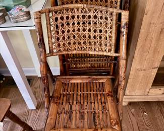 Tortois Shell Style Burnt Bamboo Folding Chairs