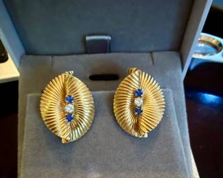 Cartier 14K Diamond and Sapphire Clip Ons