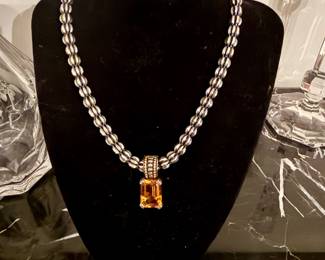 Lagos Caviar Sterling & 18K Gold Enhanced Citrine Choker