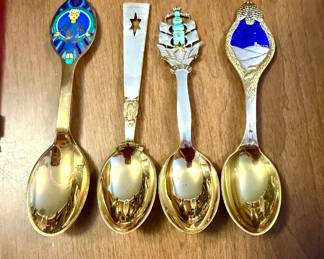 A Michelsen Danish Sterling and Enamel Spoons