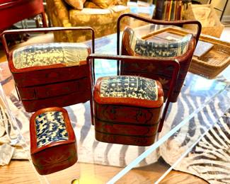 Chinese Lacquered/Enameled Lunch Boxes