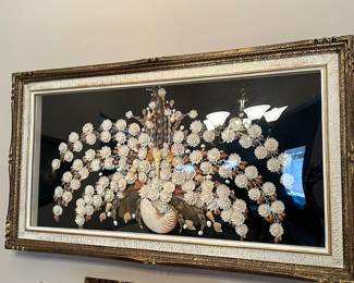 XL Seashell Shadow Box Wall Art - Peacock