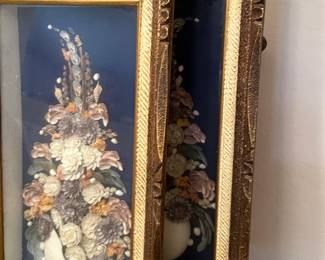 Set of 2 Victorian Style Shell Wall Art