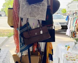 Vintage purses, bags, scarves, hats