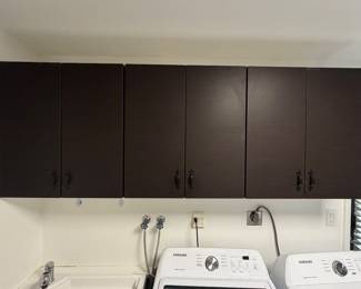 Dark Wood Laundry Room Wall Cabinets Set $200