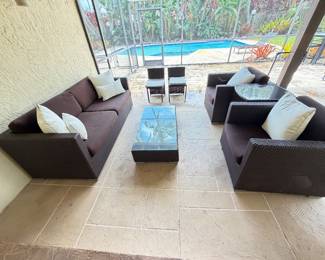 Modern Outdoor Wicker Patio Furniture Lounge Set
