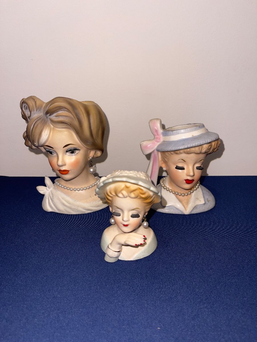 vintage lady head vase