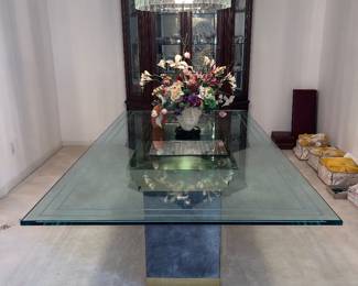 Glass top dining room table (very heavy will need help)