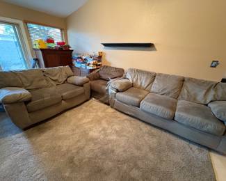 Sofa, Loveseat and Chair. Microfiber, Grey/Taupe 