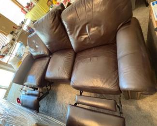Faux Leather Reclining Sofa 