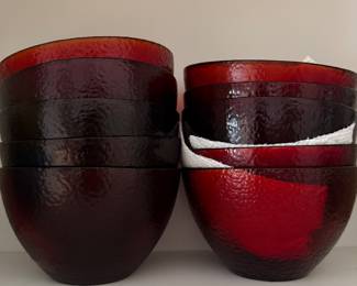 Red glass bowls