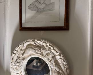 Bunny framed mirror, CG Berman signed & framed print