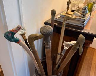 Collection of antique & vintage walking sticks