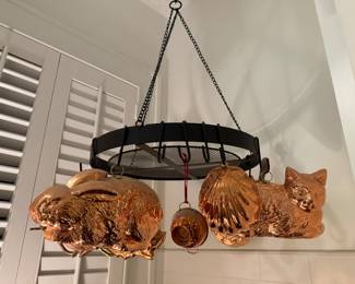 Copper molds, pot rack