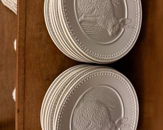 Pottery Barn Salad Plate Easter Bunny Debossed, set of 12