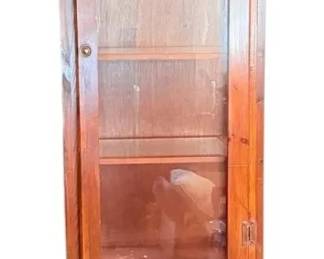 Solid Wooden Curio Cabinet With Doors And Drawer