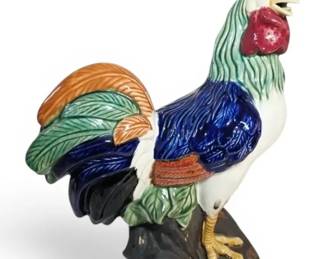 Large Rooster Ceramic Pottery Figurine