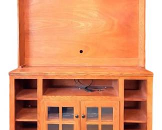 Entertainment Center With Cabinet Glass Doors