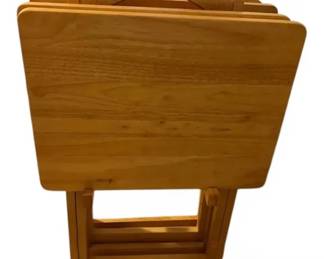 Set of Four TV Dinner Tray Tables Rack