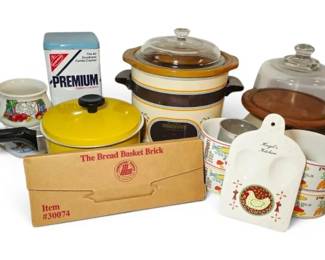Vintage Kitchen Accesories Crockpot, Soup Cups, Saucepan More