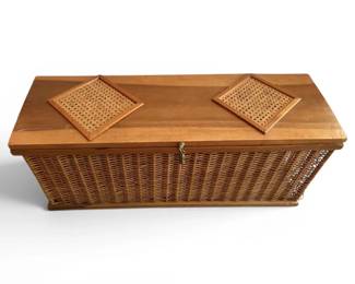 Small Wicker Blanket Storage On Wheels