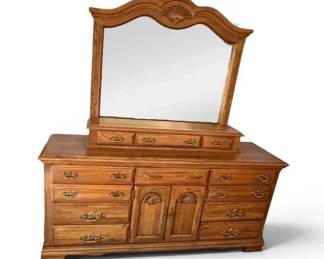 Wooden 15Drawer Dresser W Mirror