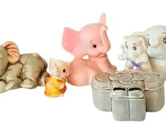 Homco Elephant Figures, Elephant Trinket Box More