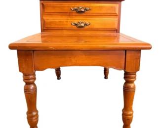 Solid Wooden End Table With Drawers