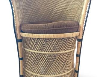 Vintage Rattan Wicker Barrel Chair