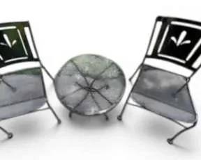 Wrought Iron Patio Coffee Table 2 Chairs