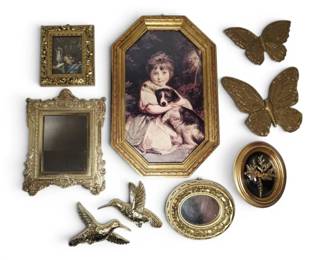 Gold Wall Decor Frames, Butterflies, Birds