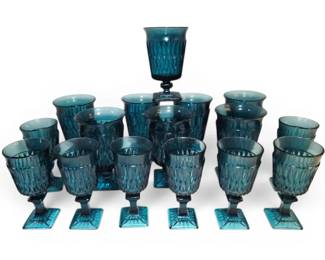 16 Indiana Glass Blue Mount Vernon Glasses 2 Sizes
