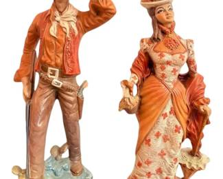 Cowboy And Victorian Lady Figurines