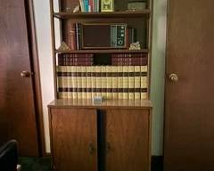 book case and Encyclopedia Britanica