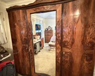 Antique Burwood Walnut Wardrobe. Can be moved in five pieces